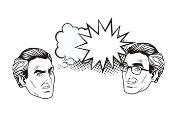 pop art businessman cartoon in black and white