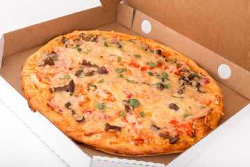 Fresh pizza in the package.