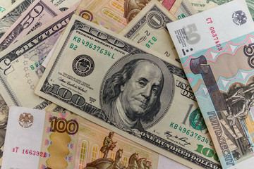 Background of the us dollars and russian rubles