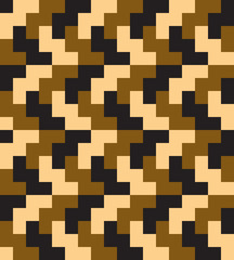 Gold foil Rectangle shapes hand drawn abstract seamless vector pattern. Metallic shiny blocks on black background.