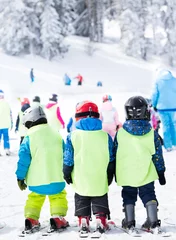 Fotobehang Ski school for kids on polygon © Budimir Jevtic