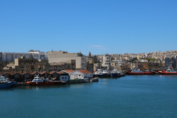 Fototapeta na wymiar View to Valletta from the ferry, Mediterranean sea Malta