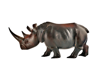 mahogany rhino figure isolated