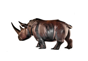 mahogany rhino figure isolated