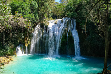 Fototapeta na wymiar Cascades of El Chiflon waterfall, Chiapas, Mexico