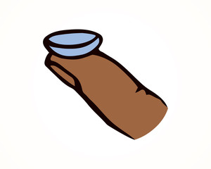 Eye lens in hand. Vector drawing