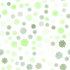 Light Green vector seamless texture with colored snowflakes.