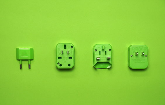 vivid green universal wall electric plug adapter aboard travel set for tourist