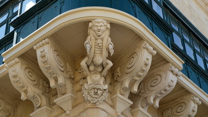 Valletta, capital city of Malta, is famous for his balconies. This a partial view of Palace Armoury...