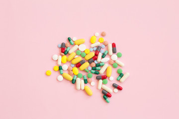 Various medications, medicine and tablets, background.