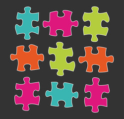 Isolated colorful pieces of jigsaw puzzle game