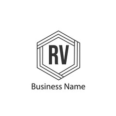 Initial Letter RV Logo Template Design