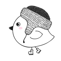 Sketch cute bird. Bird in a doodle style. Vector