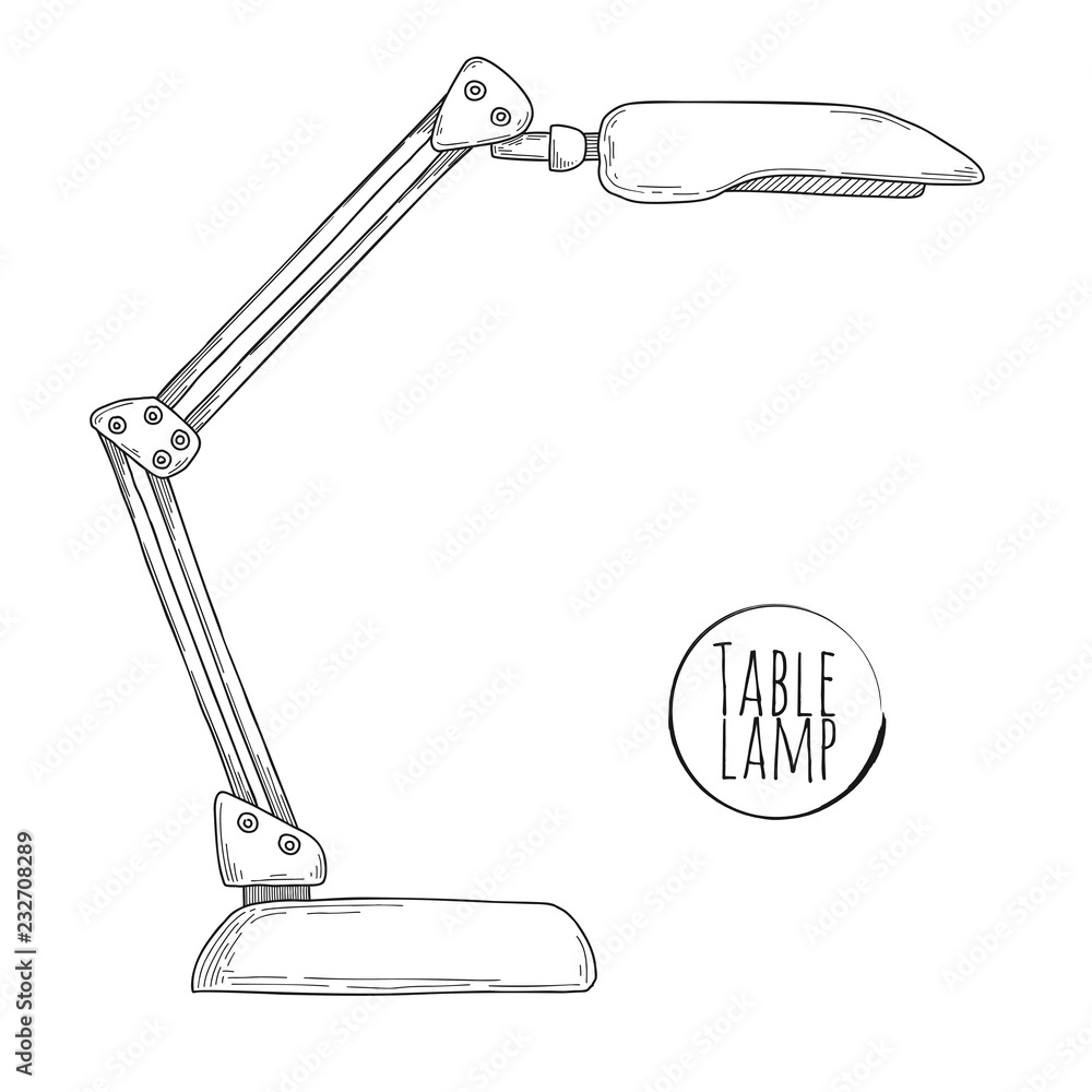 Poster sketch desk lamp. table lamp isolated on white background. vector