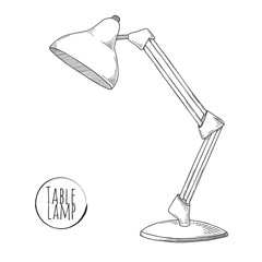 Sketch desk lamp. Table lamp isolated on white background. Vector