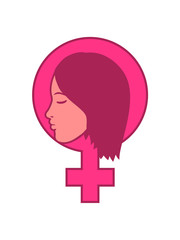 venus symbol zeichen geschlecht gesicht kopf weiblich frau girl mädchen hübsch schön haare schlafen ruhe clipart design