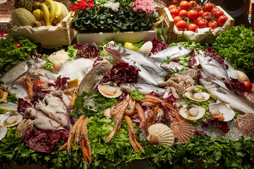 seafood fish buffet colorful food restaurant