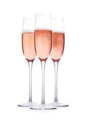 Elegant Rose pink champagne glasses with bubbles