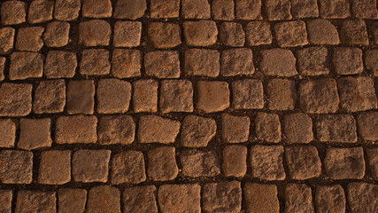 Street stone pavement texture. old cobblestone background