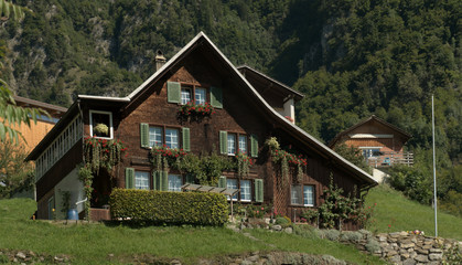 Fototapeta na wymiar Farmhouse on Flumserberg, Swiss Alps