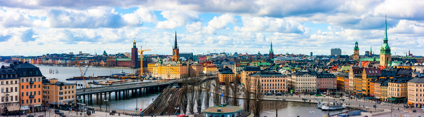 Fototapeta premium Panoramiczny widok z lotu ptaka Gamla Stan