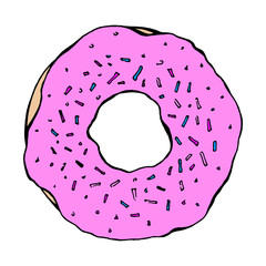 Sketch donut isolated on white background. Vector illustration