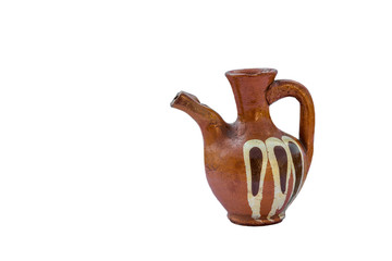 Retro Brown ceramics  jug isolated on a white background and space for your text 