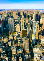 Aerial vertical view over upper Manhattan