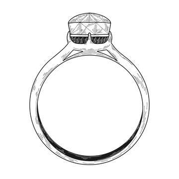 Hand drawn a jewelry ring. Vector illustration of a sketch style.