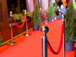 red carpet and barrier on entrance