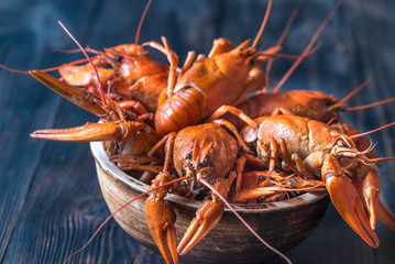 Bowl of boiled crayfish