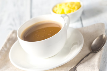 Cup of coffee with ghee butter