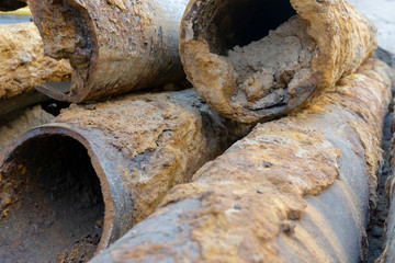 pipes clogged with sediment rust