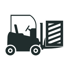 Forklift truck loading the boxes. Illustration of forklift truck is raising a pallet - vector © dlyastokiv