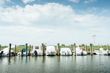 boats moored along the shore