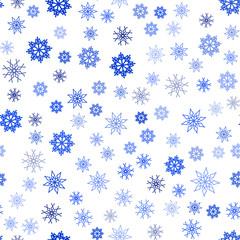 Dark BLUE vector seamless cover with beautiful snowflakes.