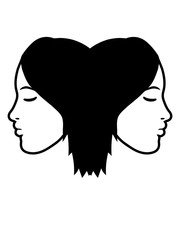 paar 2 frauen team freunde freundin schwester kopf gesicht weiblich frau girl mädchen hübsch schön schlafen ruhe clipart design