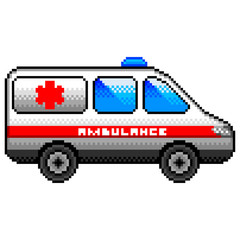 Pixel ambulance car detailed illustration isolated vector
