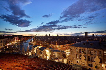 Obraz premium venice romantic sunset night view canale grande cloudy sky