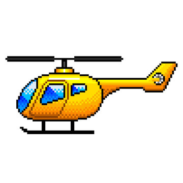 recommend clip art: Pixel yellow helicopter detailed illustration isolated vector