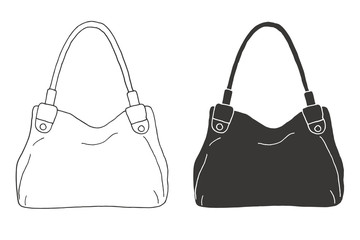Set of bags. Bags isolated on white background. Vector illustration in sketch style.
