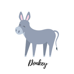 Fototapeta na wymiar Cute foal isolated. Domestic donkey kid vector illustration