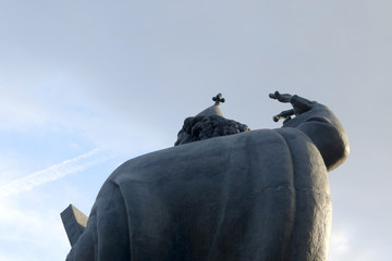 Statue of historic Croatian bishop Gregorius of Nin. Landmark in Split, Croatia. 