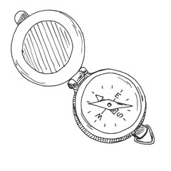 Sketch of a compass. Vector illustration. Isolated on white background.