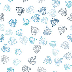 Light BLUE vector seamless elegant wallpaper with leaves.