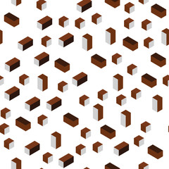 Dark Brown vector seamless, isometric layout with lines, rectangles.