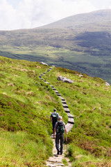 Walking on Torc Mountain in Killarney National Park, County Kerry, Ireland.