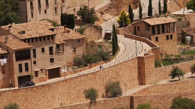 Street in the medieval village of Alqu&eacute;zar, Huesca Aragon, Spain &ndash; shot from above.
