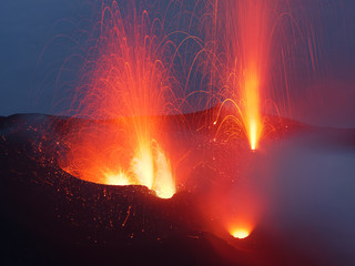 Stromboli volcanic eruption