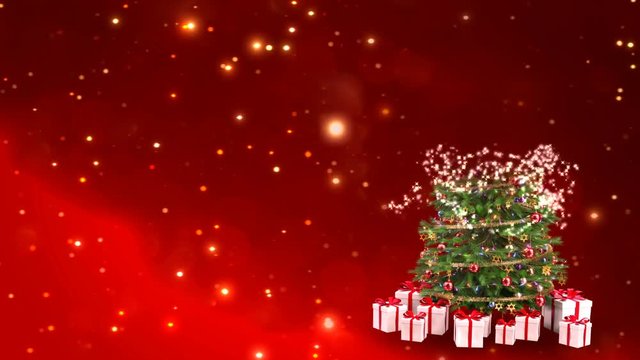 decorating a Christmas tree by glitter shiny particles. gift redemption theme - 3D render